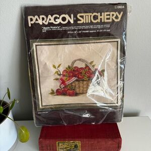 1991 Paragon Creative Crewel Kit Apple Picken’s Opened